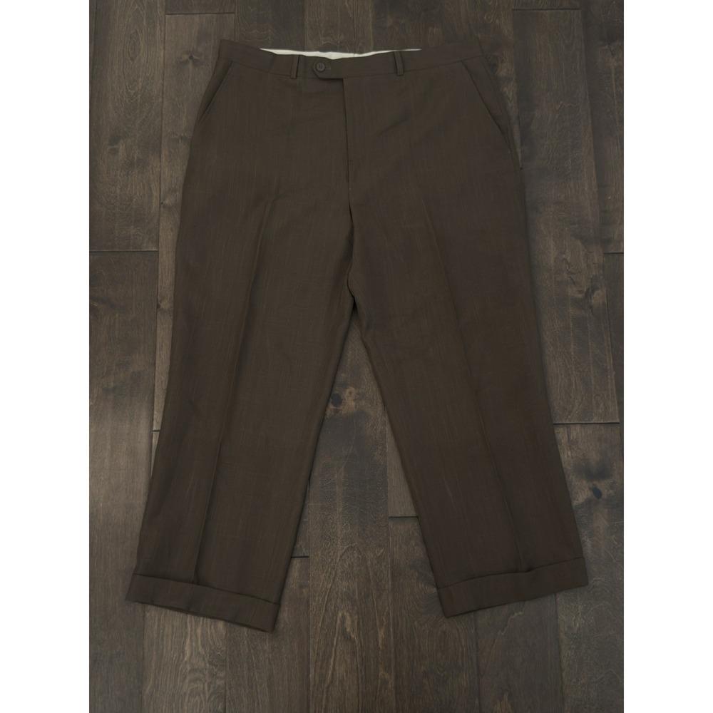 Stafford Essentials‎ Mens Classic Fit Flat Front Brown Dress Pants Size 38X27